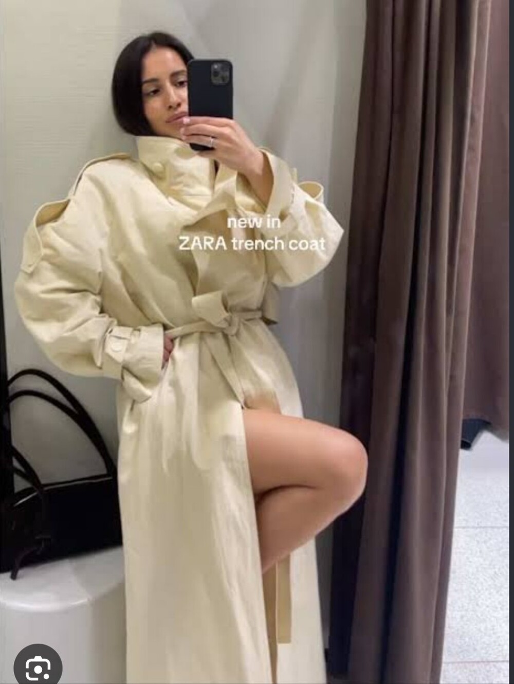 ZARA HIGH-NECK TRENCH COAT CREAM NEW